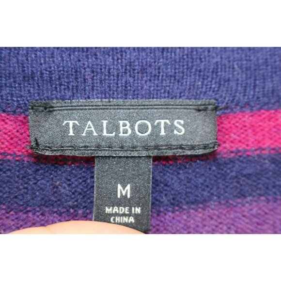 Talbots Long Sleeve Open Cardigan-Lamb's Wool-Stripes-Size Medium - Picture 6 of 11